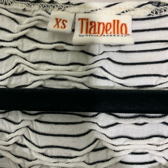 Tianello by Steve Barraza knit long sleeve mini dress asym hem black white XS - Picture 3 of 10